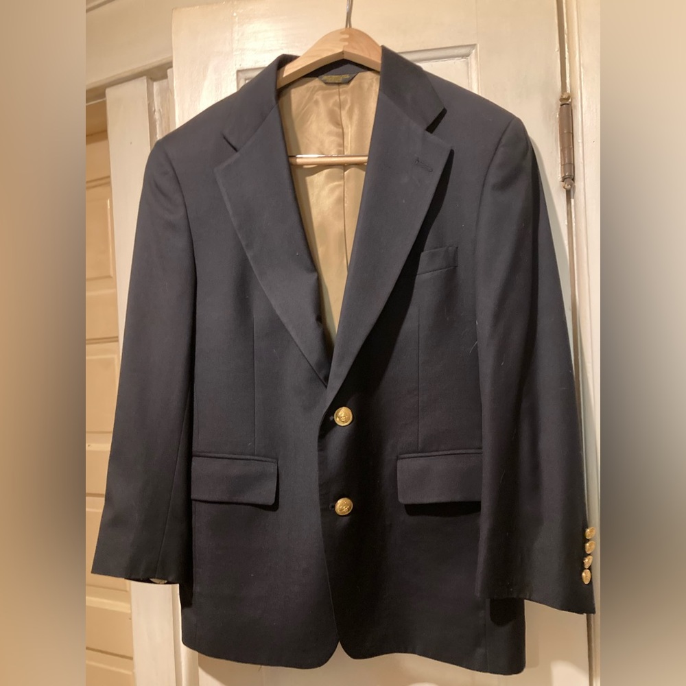 Mark Shale Navy Blue Blazer with Gold Accents